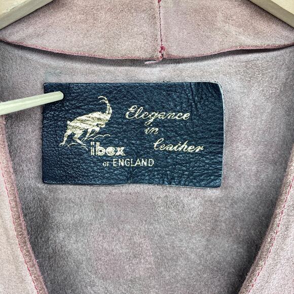 Vtg IBEX Vest Womens M Elegance Leather Western Waistcoat Fringed Pink England - Picture 5 of 13